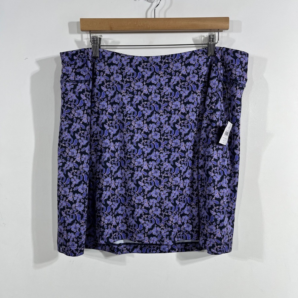 J. Jill Fit Sporty Performance Knit Skort XL Petite Purple Floral Athletic Skirt